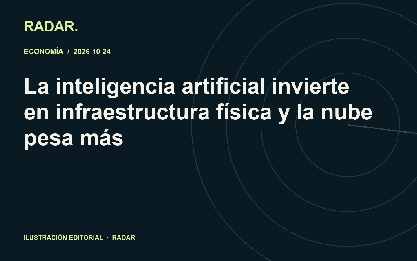 Ilustración editorial: La inteligencia artificial invierte en infraestructura física y la nube pesa más